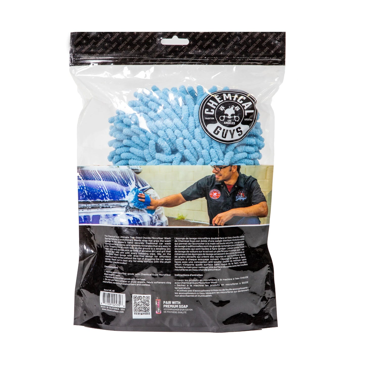 Ultimate Two Sided Chenille Microfiber Wash Sponge, Blue